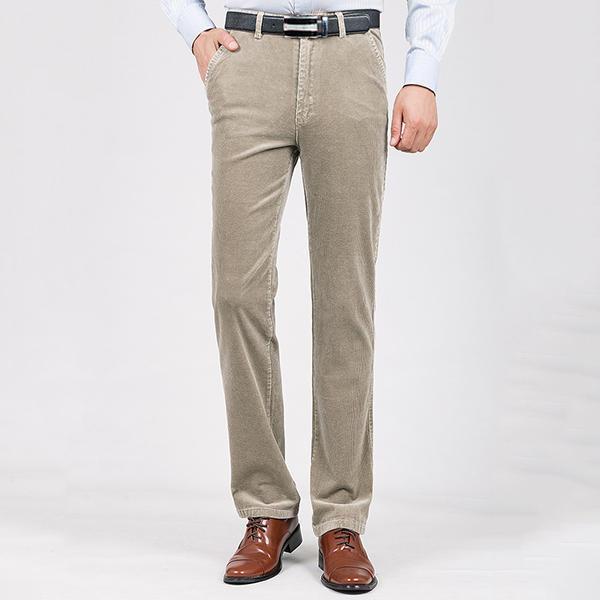 shopping מכנסיים Mens Fall Winter Thick Warm Corduroy Solid Color Casual Business Straight Pants