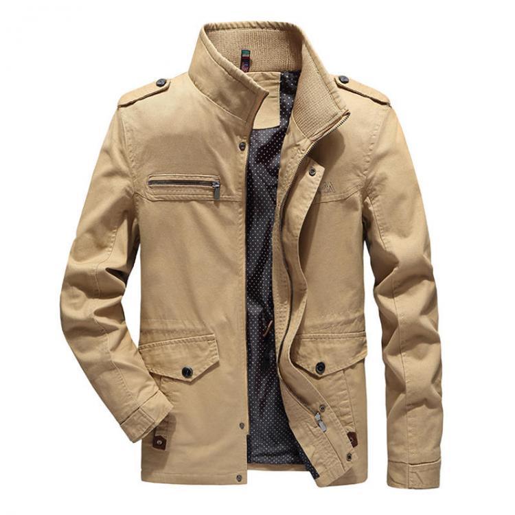 shopping מעילים וג׳קטים Mens Military Multi Pockets Epaulet Solid Color Cotton Cargo Work Jacket