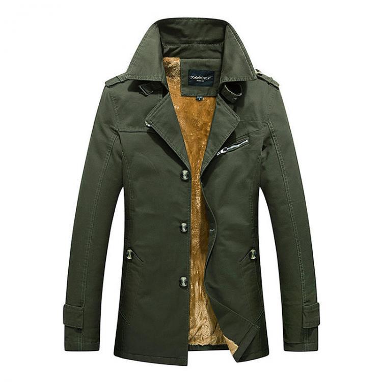 shopping מעילים וג׳קטים Thick Warm Slim Stylish Mid Long Fall Winter Trench Coats for Men