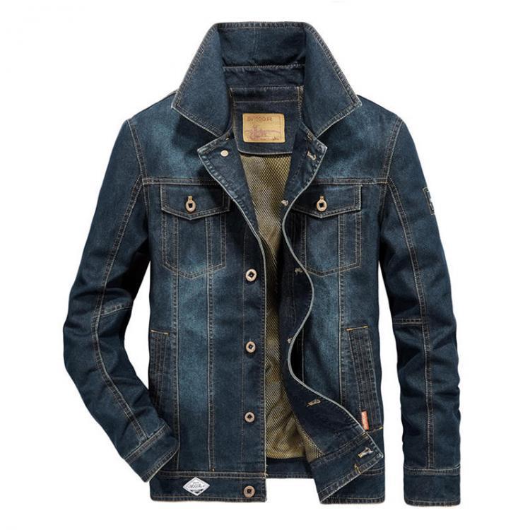 shopping מעילים וג׳קטים Mens Big Size Denim Embroidery Letter Patchwork Badge Stylish Turn-down Collar Jacket