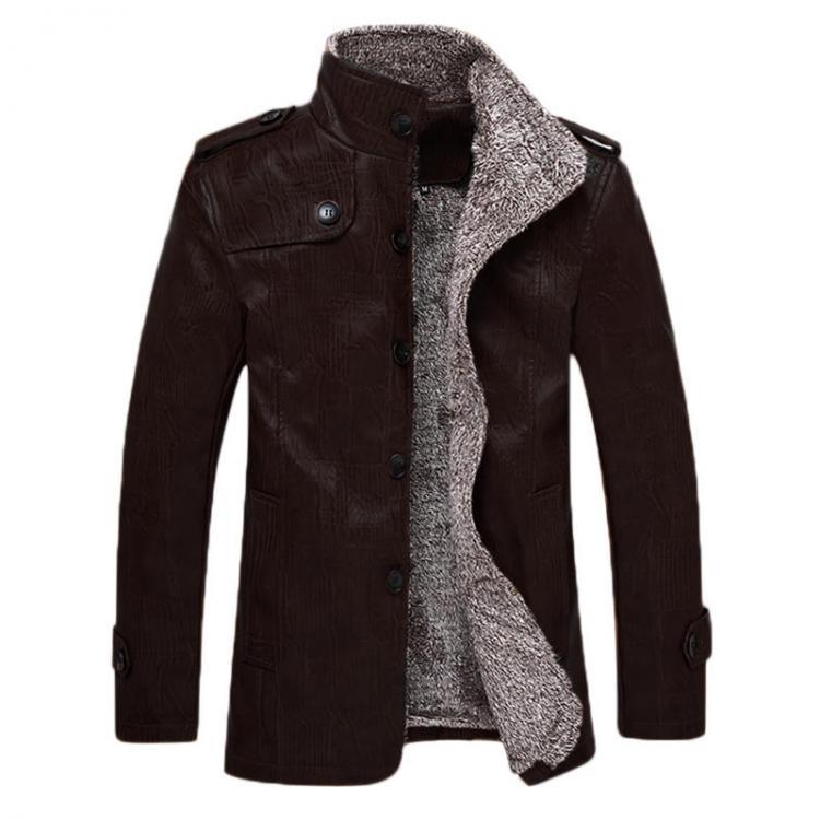 shopping מעילים וג׳קטים Mens Casual Plush Waterproof Windproof Jacket Thick Warm Business Jacket
