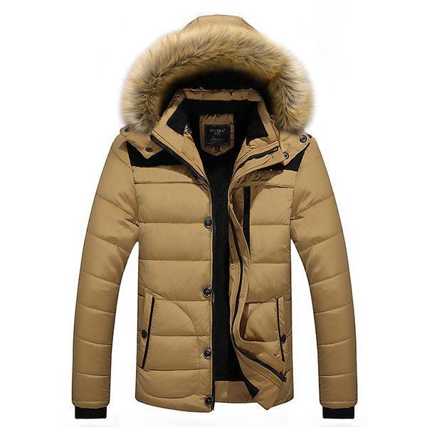 shopping מעילים וג׳קטים Mens Thick Winter Hooded Detachable Casual Splice Big Size Jacket Stand Collar Coat
