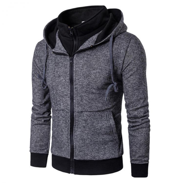shopping מעילים וג׳קטים Mens Casual Drawstring Zipper Sweatshirt Solid Color Cotton Hoodies Jacket