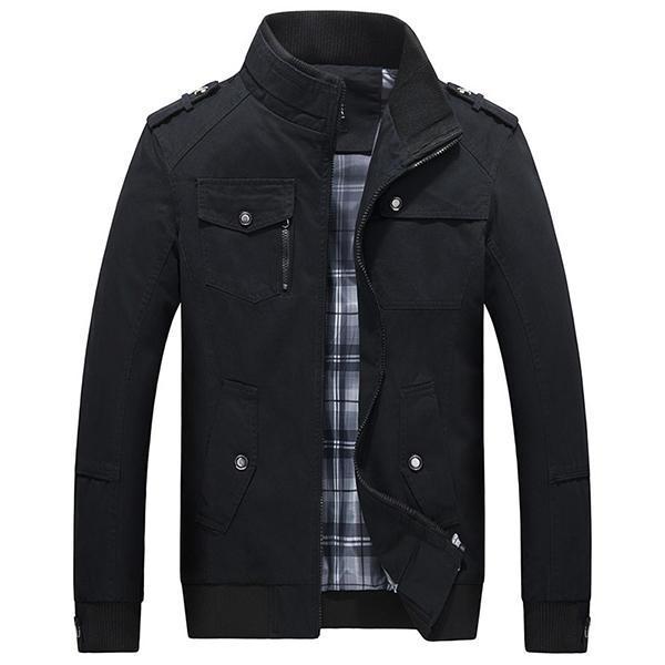 shopping מעילים וג׳קטים Mens Spring Autumn Stand Collar Multi Pocket Outdoor Jacket Casual Loose Coat