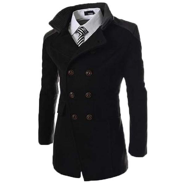 shopping מעילים וג׳קטים Mens Solid Double Breasted Mid-Long Thicken Coats