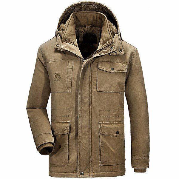 shopping מעילים וג׳קטים Winter Velvet Plus Thick Warm Detachable Hood Cotton Men Jacket Parkas