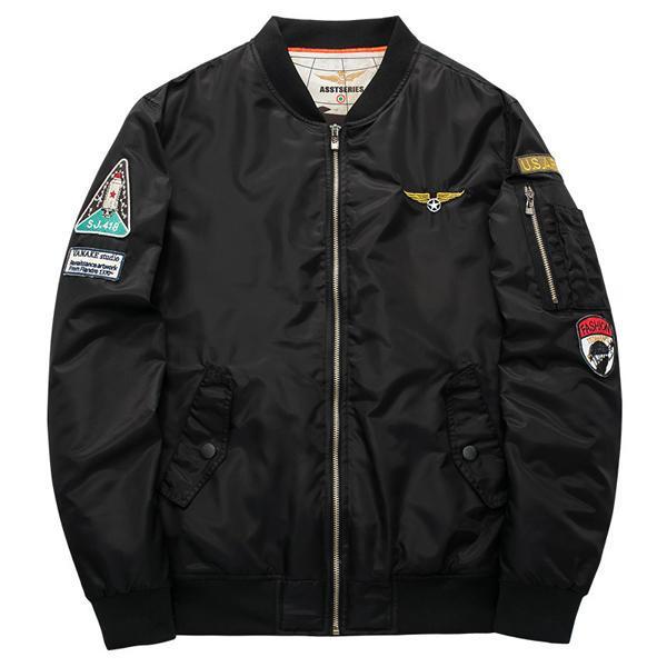 shopping מעילים וג׳קטים ASSTSERIES Mens Embroidery Bomber Jacket Thick Warm Fashion Casual Baseball Flight Jacket