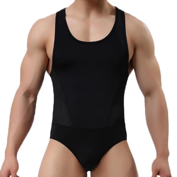 shopping בגדי ספורט Men's Sexy Bodysuit Wrestling Onesie Transparent Mesh Lingerie Wrestling Leotard Hot Body Suits