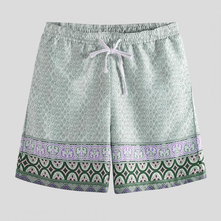 shopping בגדי ים Men Ethnic Pattern Print Quick Dry Drawstring Beach Board Shorts