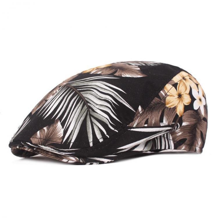 shopping אקססורייז Unisex Flower Print Vogue Cotton Beret Caps Outdoor Casual Sunshade Peaked Forward Hat