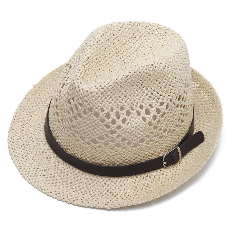 shopping אקססורייז Men Women Personalized Handmade Straw Jazz Hat Outdoor Travel Beach Breathable Mesh Hollow Sun Cap
