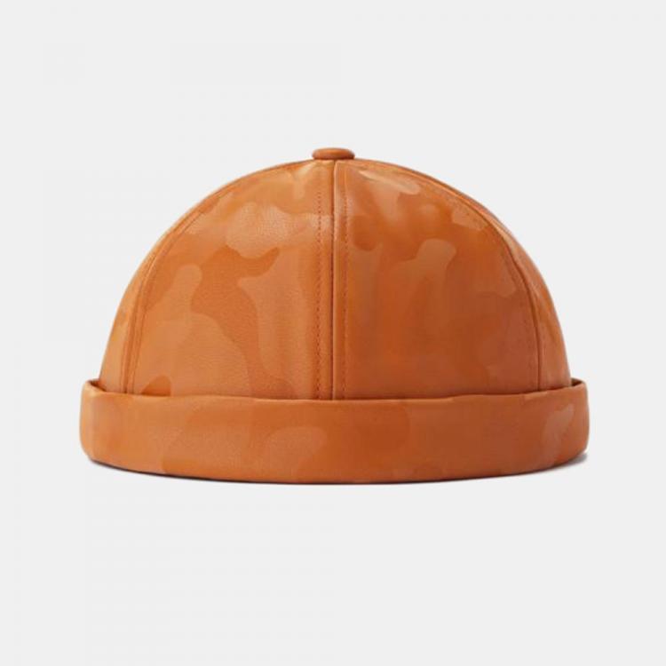 shopping אקססורייז Unisex Street Camo Leather Hip Hop Landlord Hat Retro Brimless Hats