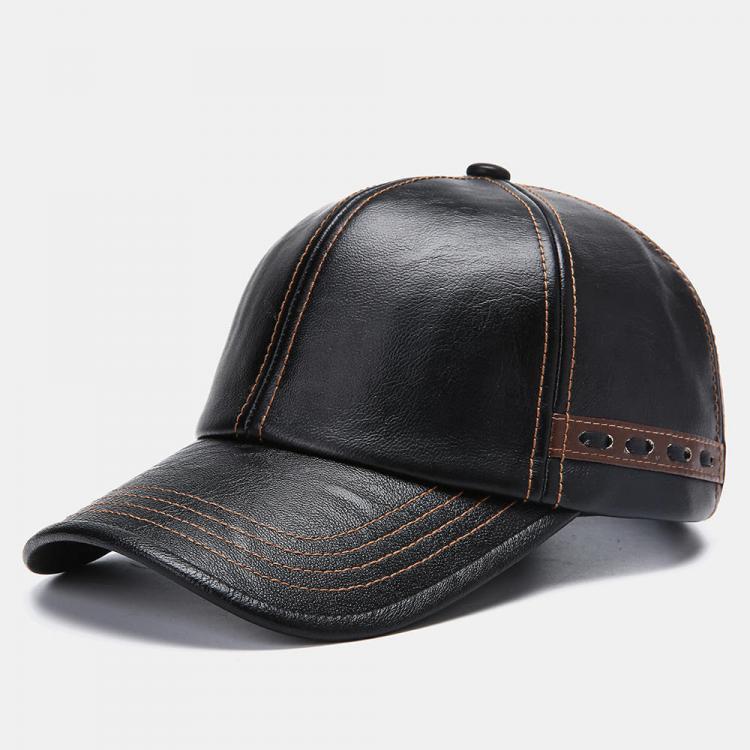 shopping אקססורייז Men Artificial Leather Vintage Baseball Cap Personality With Woven Hat