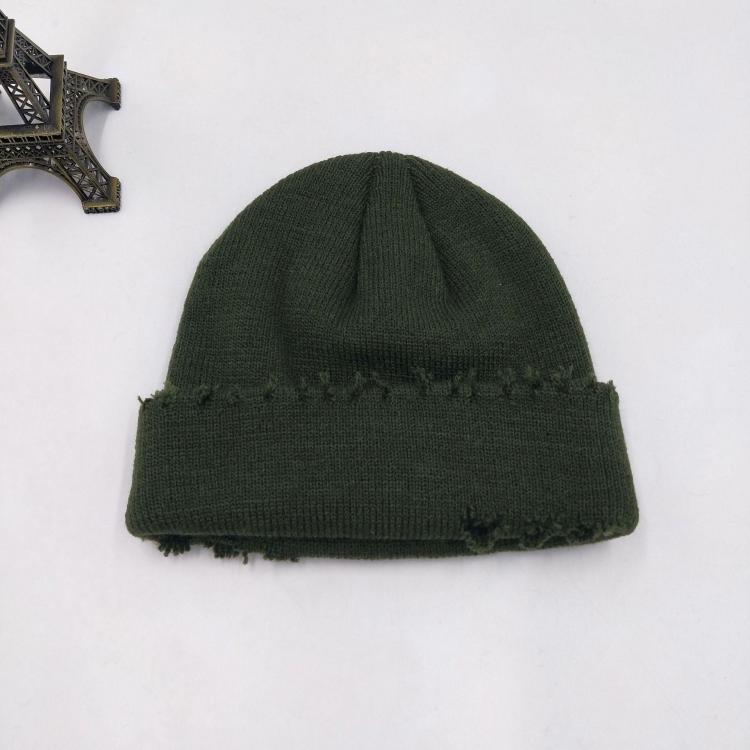 shopping אקססורייז Ripped Knitted Landlord Hat Pure Color Wool Hat Frayed Melon Hat Cold Caps Beanie