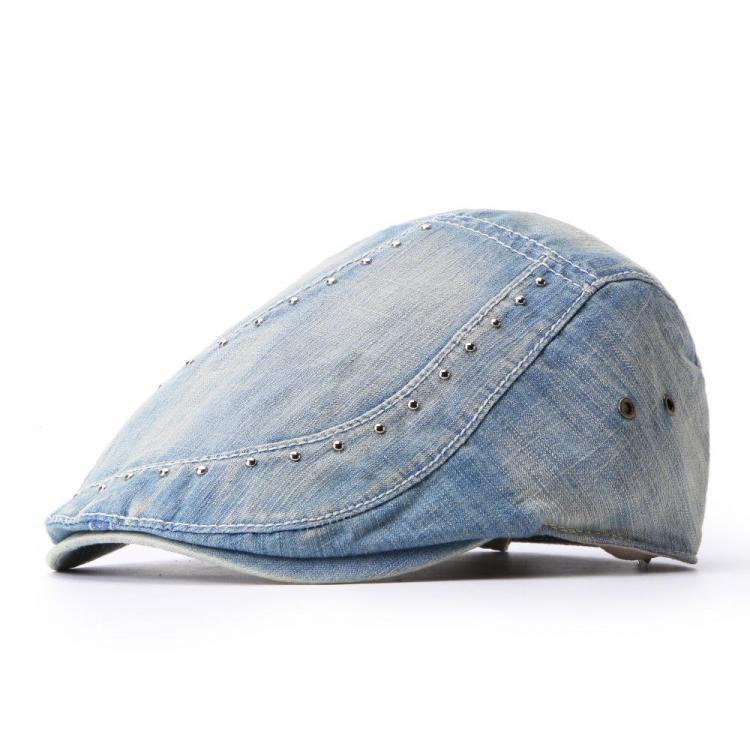 shopping אקססורייז Mens Cotton Rivet Painter Beret Caps Casual Outdoor Visor Forward Hat