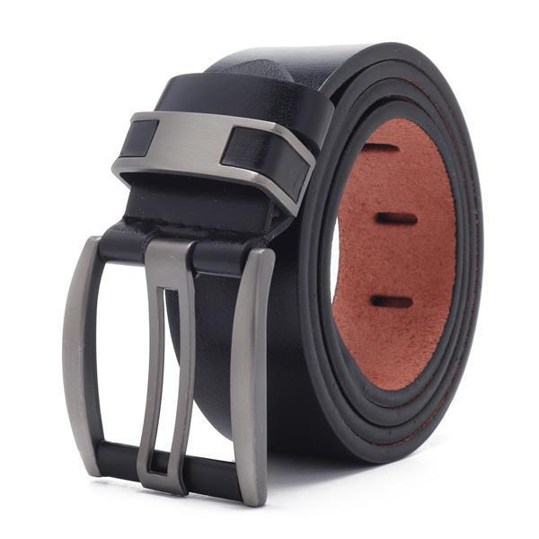 shopping אקססורייז 108CM Business Alloy Buckle Leather Belt Plain Adjustable Waistband for Men