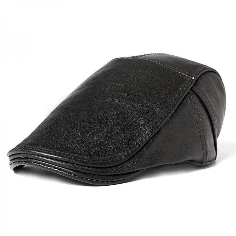 shopping אקססורייז Mens Warm Real Cowhide Leather Strap Adjustable Painter Beret Caps Outdoor Durable Forward Hat