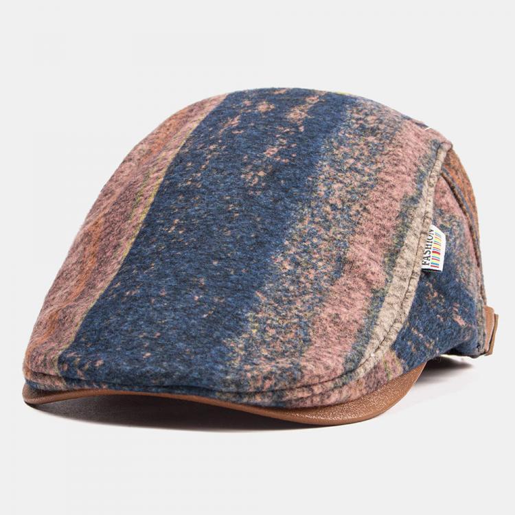 shopping אקססורייז Plush Soft Fabric Plaid Stitching Beret Caps Warm Newboys Hats