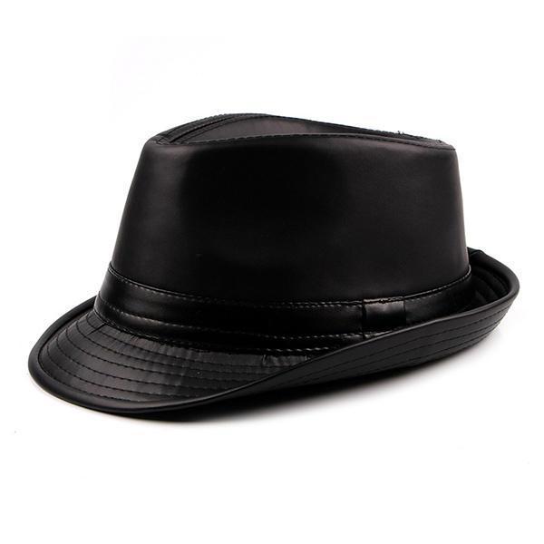 shopping אקססורייז Men Vintage Artificial Leather Bucket Hats British Style Curved Brim Jazz Cap