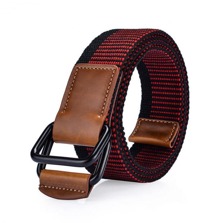 shopping אקססורייז 120CM Weaven Nylon Double Ring Leather Alloy Buckle Belt Military Tactical Durable Pants Strip