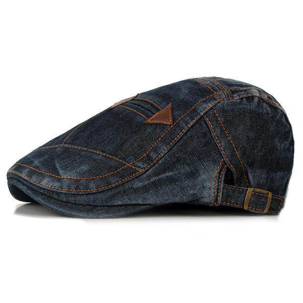 shopping אקססורייז Fashion Mens Washed Denim Beret Caps Vintage Cowboy Flat Sun Cap