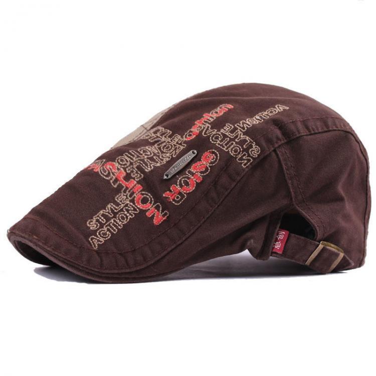 shopping אקססורייז Unisex Cotton Embroidery Washed Newsboy Beret Hat Duckbill Golf Flat Buckle Cabbie Cap For Men Women