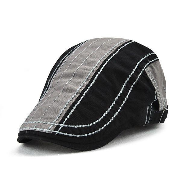 shopping אקססורייז Mens Stripes Cotton Patchwork Colors Beret Caps Outdoor Sport Adjustable Visor Forward Hats