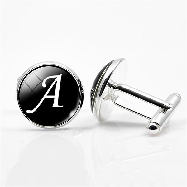 shopping אקססורייז Men Gemstone Glass Single Letter Cufflinks Wedding Party Vintage Alphabet Cufflink