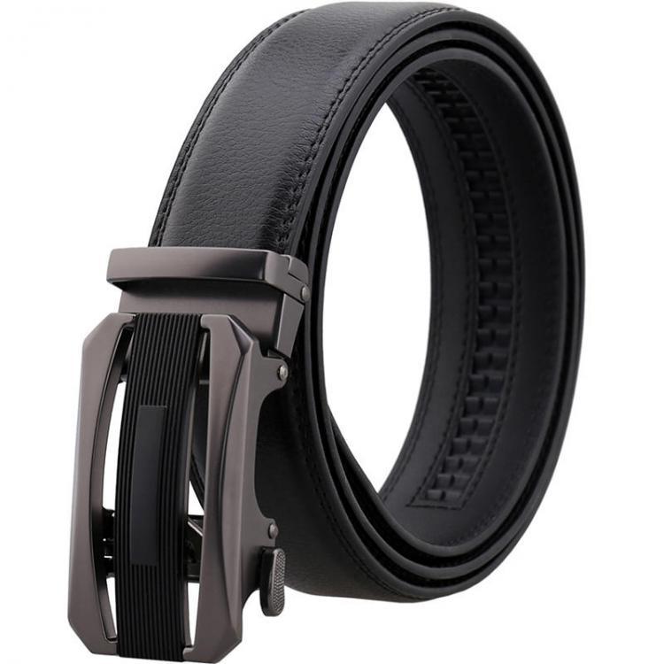 shopping אקססורייז 110CM Second Layer Cowhide Leather Business Alloy Automatic Buckle Belt Balck Brown