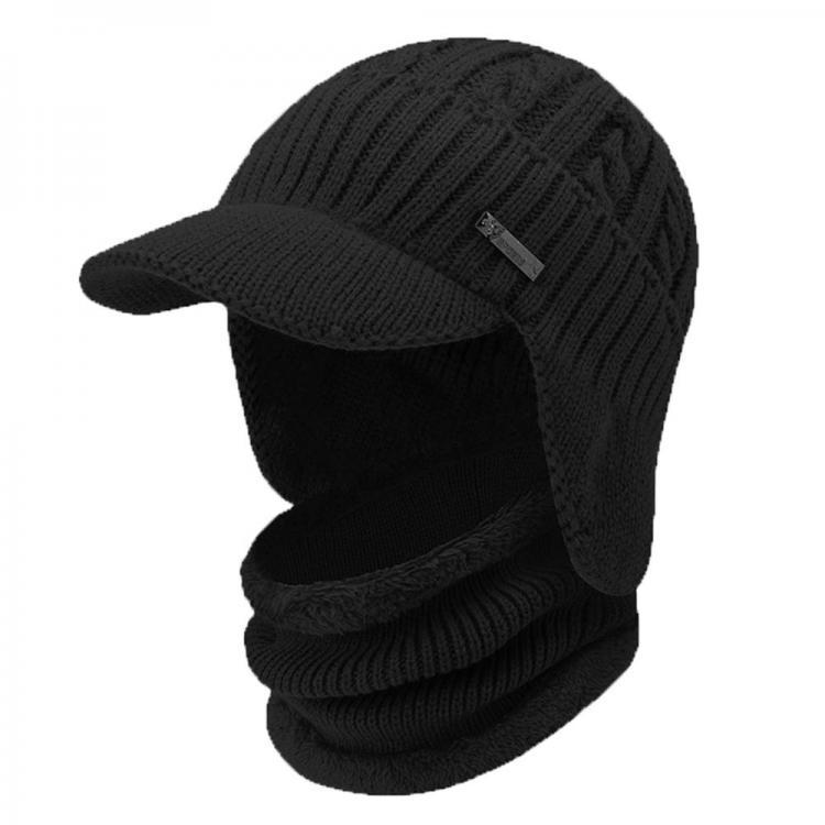 shopping אקססורייז Men Women Winter Windproof Plus Velvet Knit Hat Scarf Set Outdoor Thicken Ski Earmuffs Cap