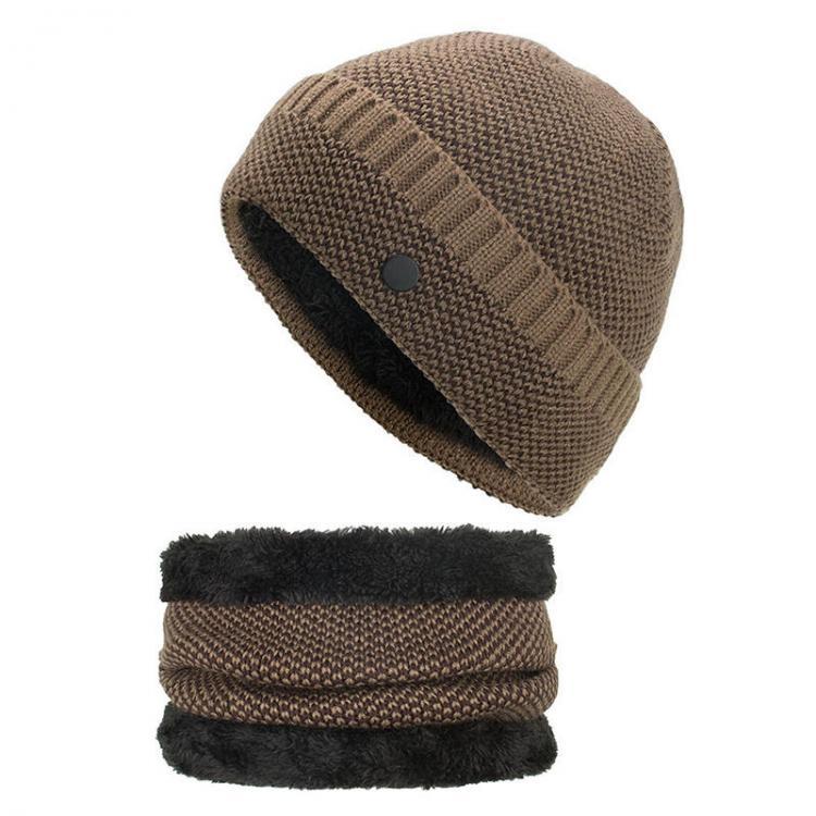 shopping אקססורייז Men Women Coral Fleece Thicken Beanie Hat Scarf Set Winter Warm Knitted Hat