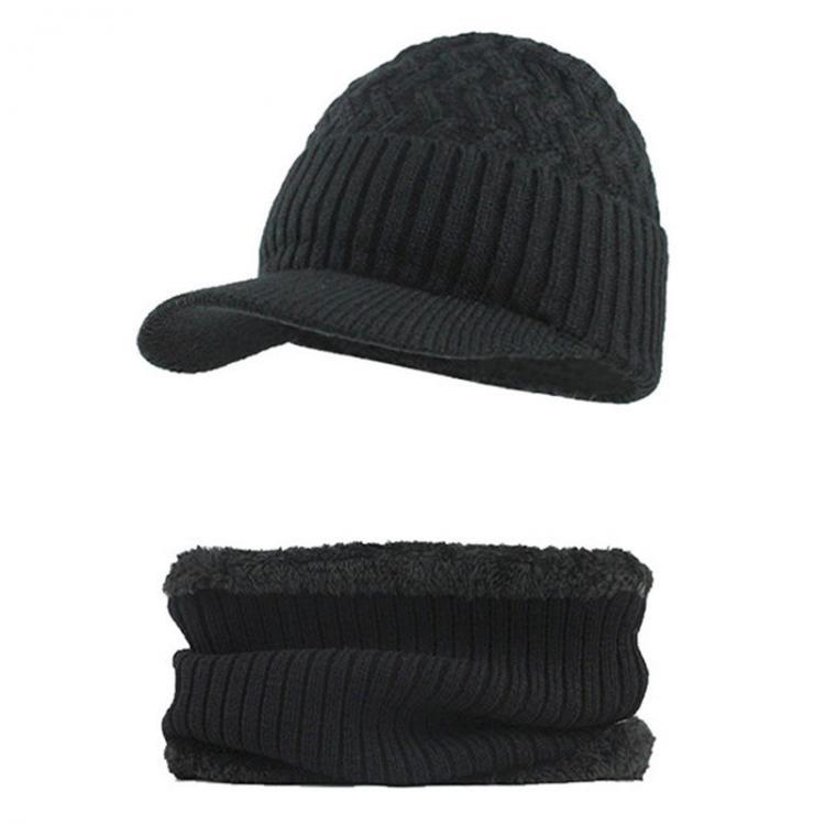shopping אקססורייז Outdoor Plus Velvet Knit Hat Scarf Set Spot Outdoor Winter Warm Ski Turtleneck Beanie Cap Earmuffs