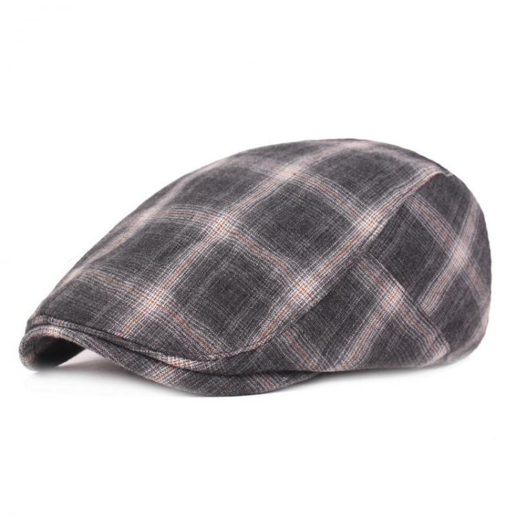 shopping אקססורייז Unisex Cotton Beret Caps Forward Caps Outdoor Travel Hats Plaid Retro Hat