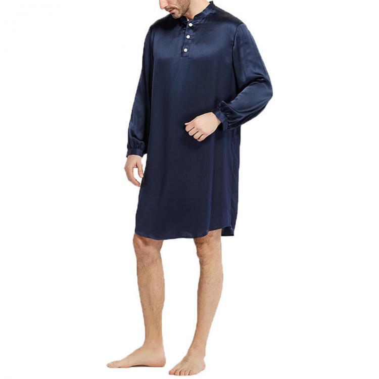 shopping פיג׳מות Mens Comfy Long Sleeve Silk Satin Pajama Bathrobe Sleepwear Home Robe