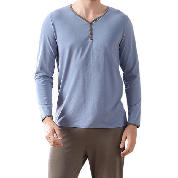 shopping פיג׳מות Mens Comfortable Casual Home Long Sleeve Sleeping Pajamas Suit