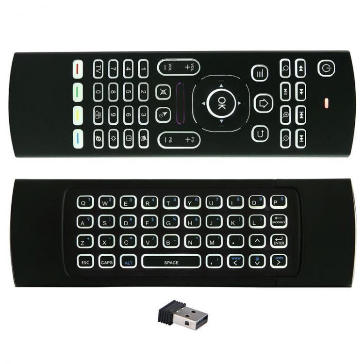 shopping טלווזיות ומערכות שמע לבית MX3 Wireless QWERTY White Backlit 2.4GHz Keyboard Air Mouse with Microphone For TV Box MINI PC