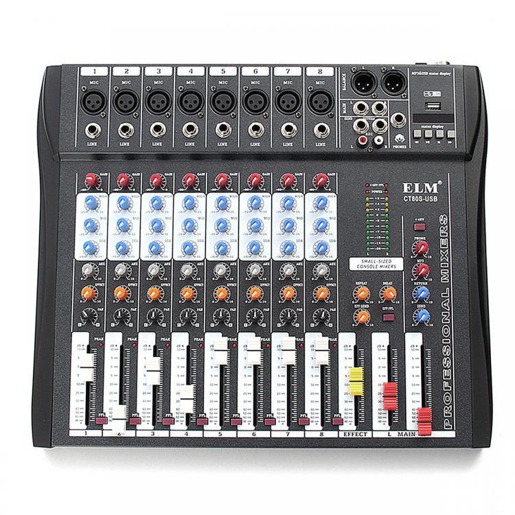 shopping טלווזיות ומערכות שמע לבית EL M CT80S 8 Channel Live Studio 48V Phantom Audio Mixer Mixing Console for DJ KTV Karaoke