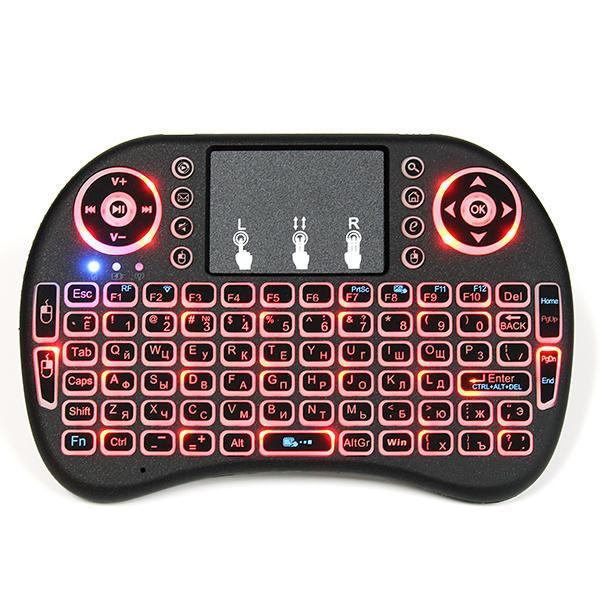 shopping טלווזיות ומערכות שמע לבית I8 Russian Wireless Three Color Backlit 2.4GHz Touchpad Keyboard Air Mouse