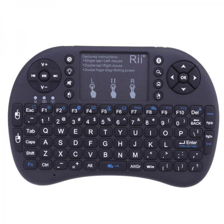 shopping טלווזיות ומערכות שמע לבית RII I8 Plus White Backlit bluetooth Wireless Mini Keyboard Touchpad Air Mouse Airmouse