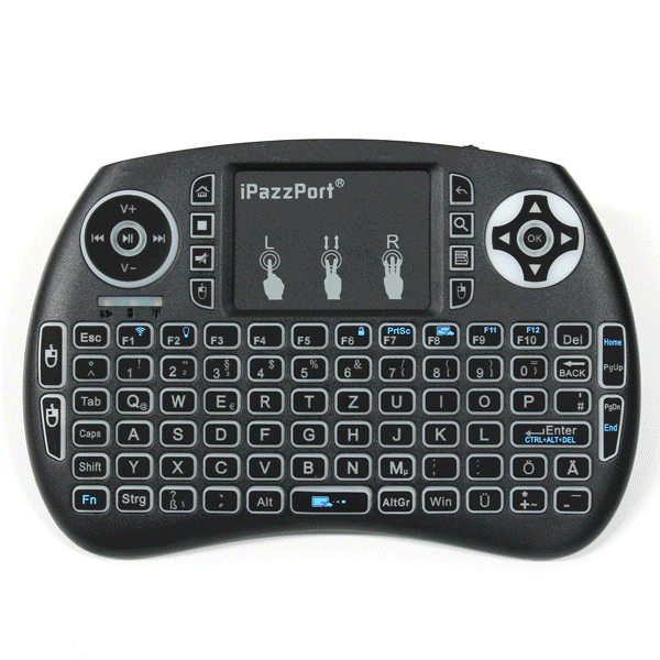 shopping טלווזיות ומערכות שמע לבית Ipazzport KP21SDL 2.4G Wireless Three Color Backlit German Version Mini Keyboard Touchpad Air Mouse