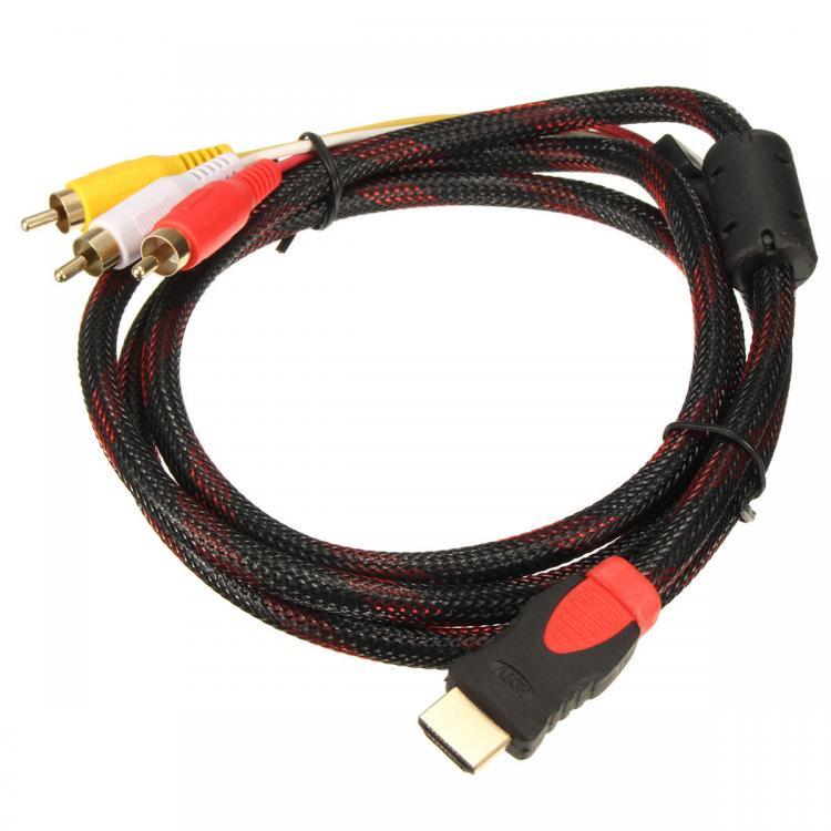shopping טלווזיות ומערכות שמע לבית 1.5M 5Ft HD Male to 3 RCA Video Audio AV Cable Cord Adapter for TV DVD 1080P PS3 Xbox
