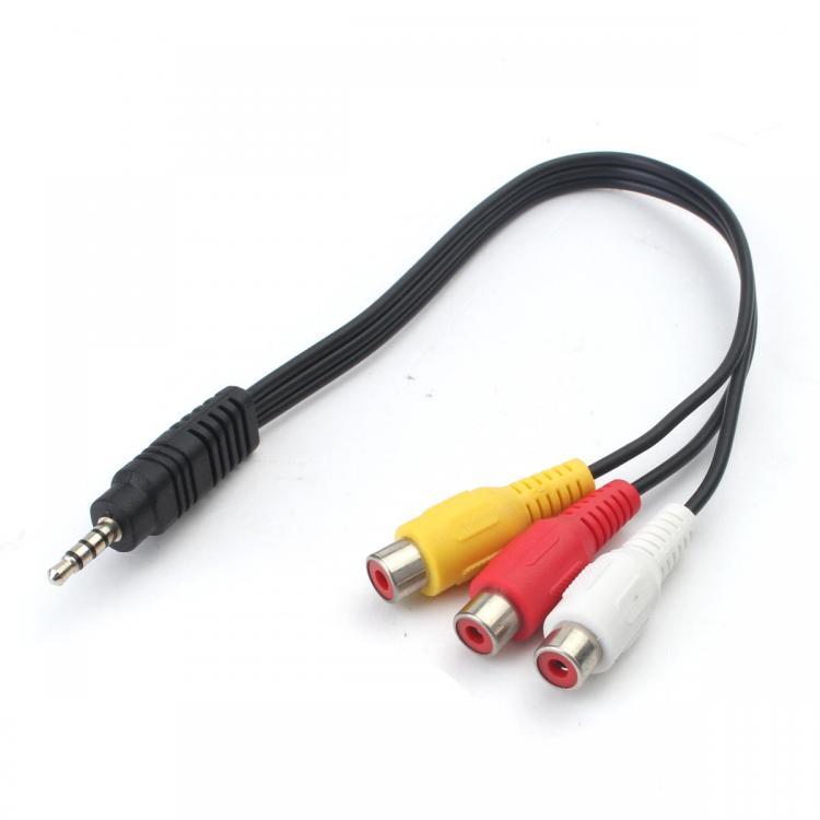 shopping טלווזיות ומערכות שמע לבית 3.5mm Mini AV Male To 3 RCA Female Audio Video Cable Stereo Jack Adapter Cord