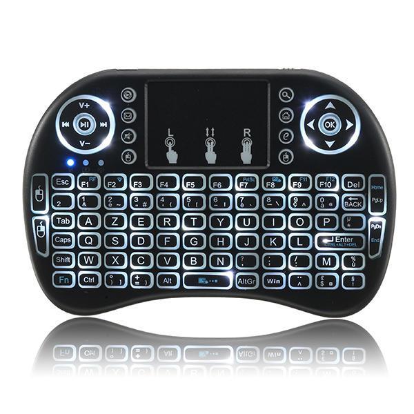 shopping טלווזיות ומערכות שמע לבית I8 2.4G Wireless White Backlit French Mini Keyboard Touchpad Air Mouse