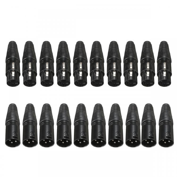shopping נגנים 20Pcs XLR 3-Pin 1.8cm Male to 1.5cm Female Connectors MIC Snake Plug Audio Microphone Connector