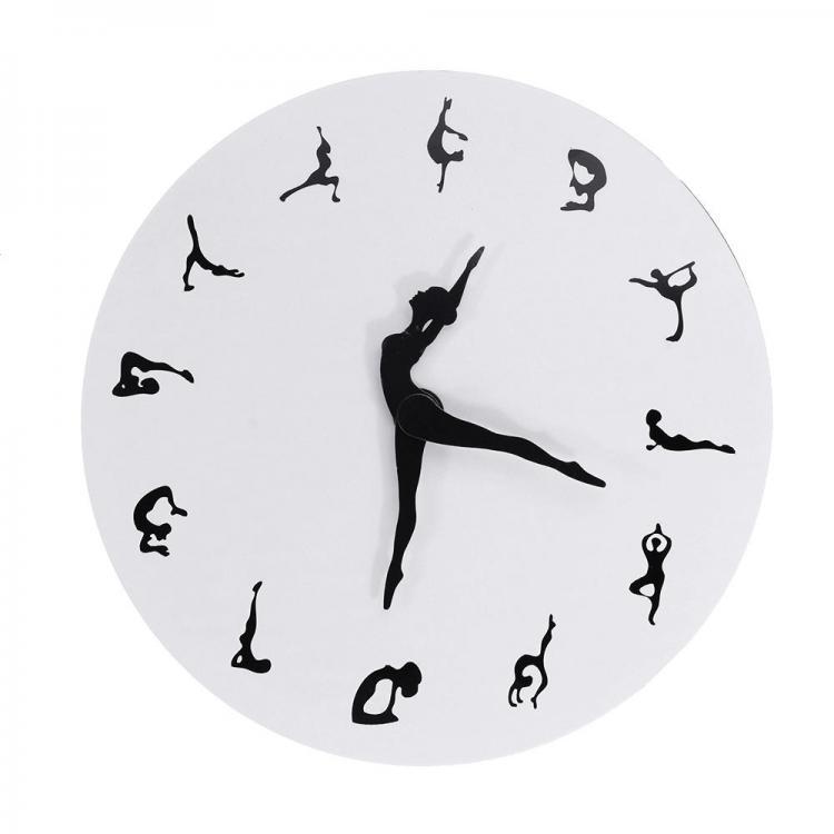 shopping גאדג׳טים Yoga Postures Wall Clock GYM Fitness Flexible Girl Silent Modern Clock Watch Home Decor Meditation Decor Yoga Studio Relax Gift