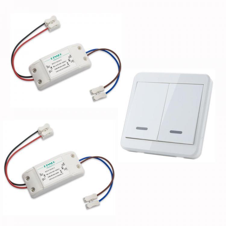 shopping גאדג׳טים 2pcs KTNNKG Wireless Light Switch Kit + KTNNKG 433MHz Universal Wireless Remote Control 86 Wall Panel RF Transmitter With 2 Button