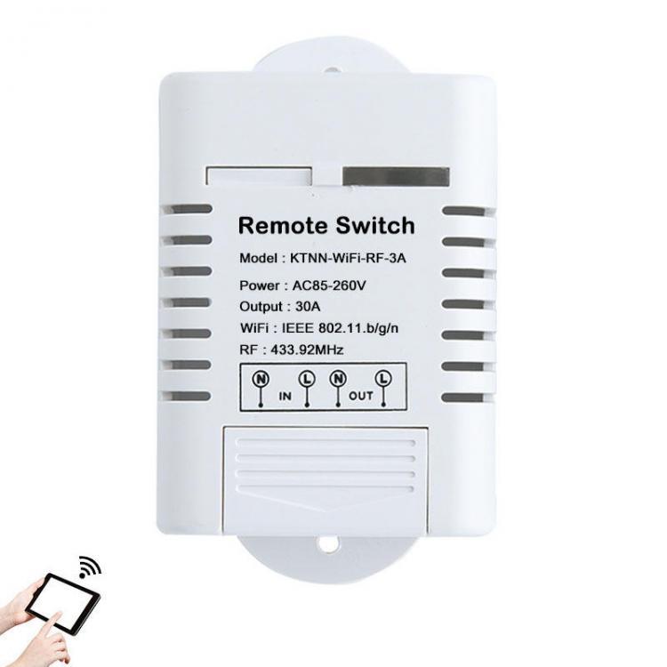 shopping גאדג׳טים KTNNKG AC85-260V 30A 3000W High Power WIFI Smart Switch 433MHz Receiver Smart Home Gadgets Wireless Remote Control Switch APP Cont
