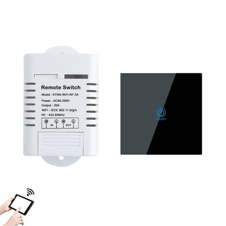 shopping גאדג׳טים KTNNKG AC85-260V 30A 3000W High Power WIFI Relay Switch 433MHz Receiver Smart Home Gadgets Wireless Remote Control Switch APP Cont