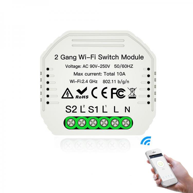shopping גאדג׳טים MoesHouse MS-104B AC90-240V 2 Gang 2 Way WiFi Smart Light Switch Diy Breaker Module Smart Life/Tuya APP Remote Control Working wit
