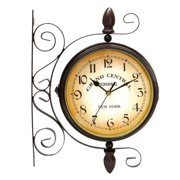 shopping גאדג׳טים Rotating Double Side Wall Clock Garden Indoor &amp; Outdoor Station Wall Mounted With Bracket